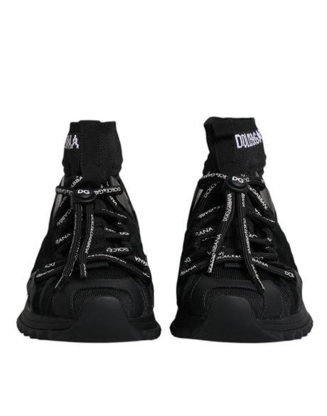 Dolce & Gabbana Black Sorrento Socks Logo Sneakers Shoes - Hilstor