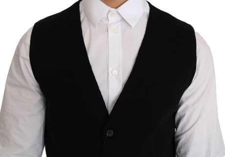 Dolce & Gabbana Black Cotton Dress Woven Waistcoat - Hilstor