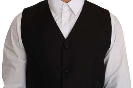 Dolce & Gabbana Black Silk Dress Waistcoat - Hilstor