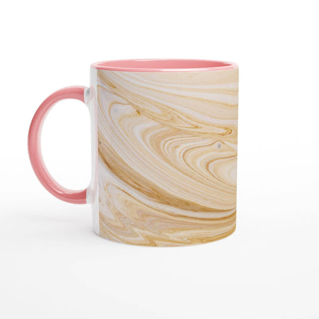 11oz Ceramic Mug - Latte art with a colored rim, inside, and handle - Hilstor