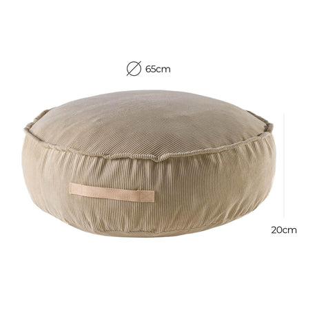 MeowBaby® Corduroy Pouf Round – Sand, Designer Seating for Children, Made in Europe, Washable Cover, 65cm - Hilstor