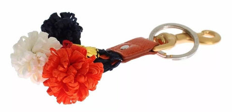 Dolce & Gabbana Brown Gold Raffia Leather Clasp Finder Chain Keyring - Hilstor