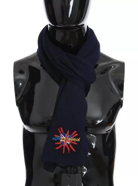 Dolce & Gabbana Blue Wool #DGLovesLondon Shawl Scarf - Hilstor