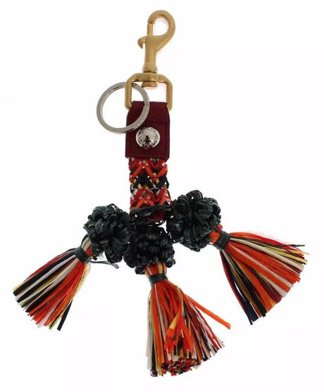 Dolce & Gabbana Multicolor Raffia Leather Clasp Finder Chain Keyring - Hilstor
