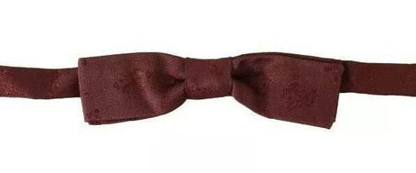 Dolce & Gabbana Bordeaux Silk Floral Faille Adjustable Bow Tie - Hilstor