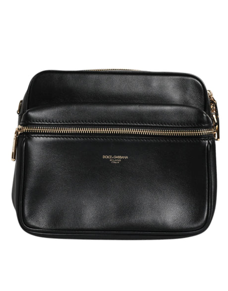 Dolce & Gabbana Black Calfskin Leather Gothic Messenger Bag - Hilstor