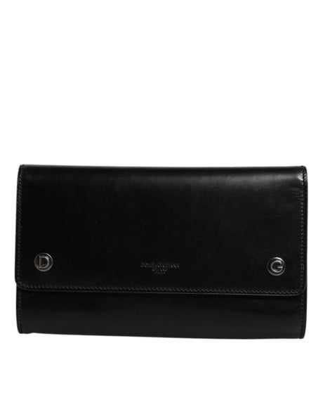 Dolce & Gabbana Black Leather Logo Embossed Crossbody Bag - Hilstor