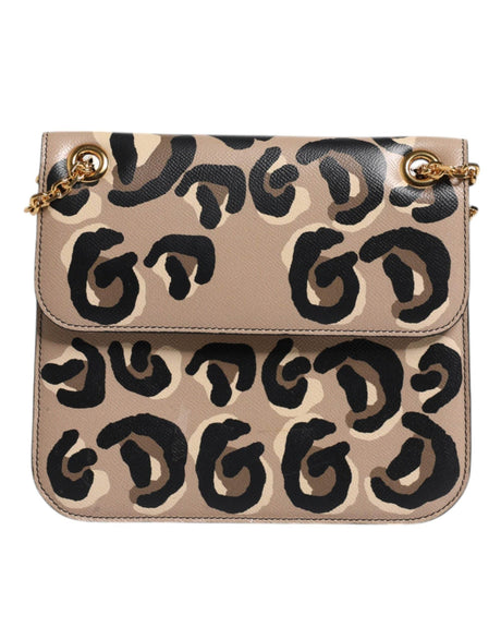 Dolce & Gabbana Beige DG Leopard Pattern Leather Crossbody Bag - Hilstor