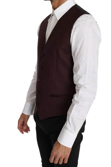 Dolce & Gabbana Purple Pattern Wool Silk Waistcoat Vest - Hilstor