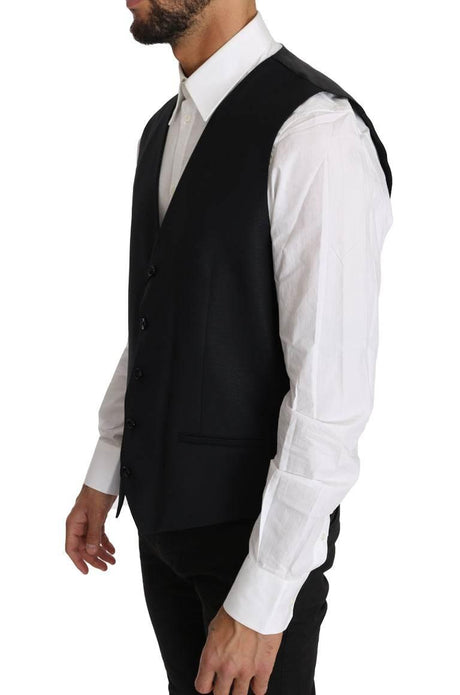 Dolce & Gabbana Gray Wool Silk Waistcoat Vest - Hilstor