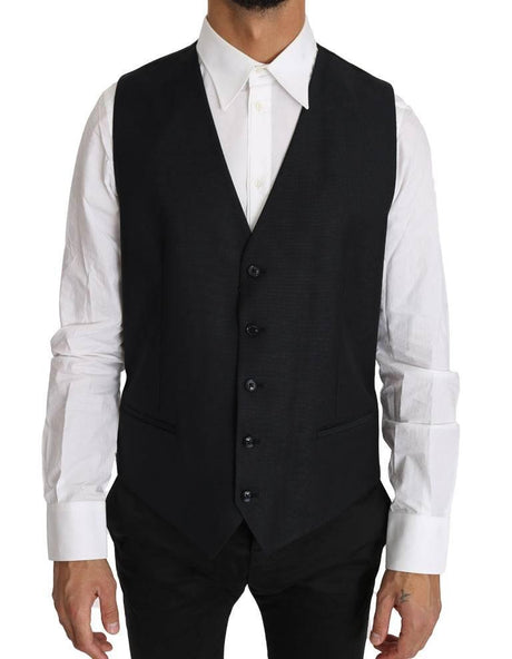 Dolce & Gabbana Gray Wool Silk Waistcoat Vest - Hilstor
