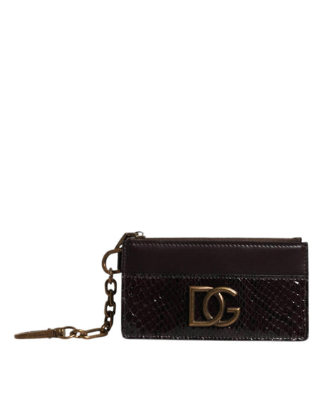 Dolce & Gabbana Brown Exotic Leather DG Logo Card Holder Wallet - Hilstor