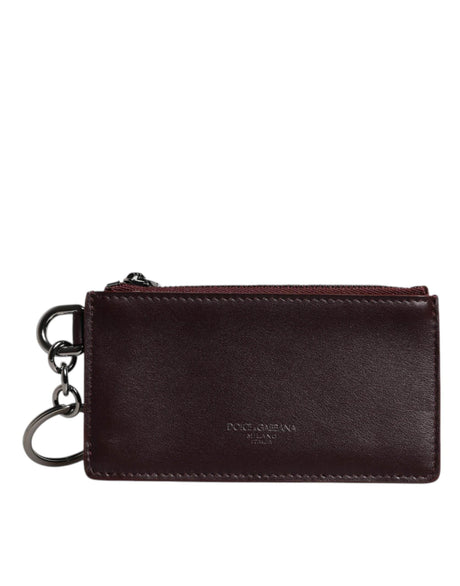 Dolce & Gabbana Brown Calfskin Leather DG Logo Card Holder Wallet - Hilstor