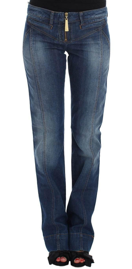 Cavalli Blue Wash Cotton Stretch Boot Cut Jeans - Hilstor