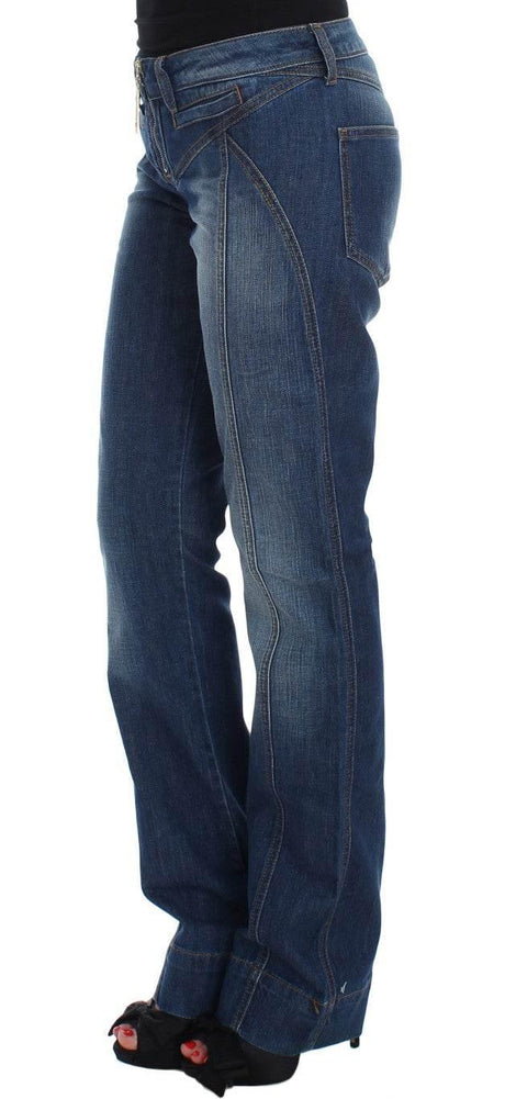 Cavalli Blue Wash Cotton Stretch Boot Cut Jeans - Hilstor