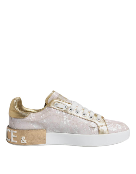 Dolce & Gabbana White Portofino Mother Of Pearl Sneakers Casual Shoes - Hilstor