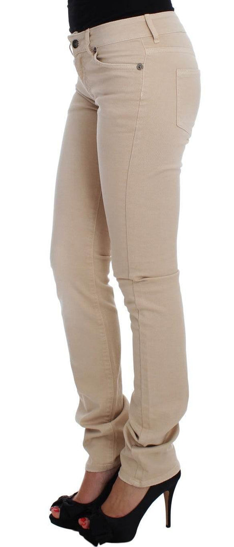 Cavalli Beige Wash Slim Fit Cotton Stretch Jeans - Hilstor