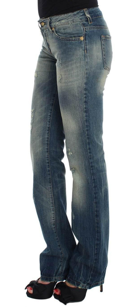 Cavalli Blue Cotton Low Waist Jeans - Hilstor
