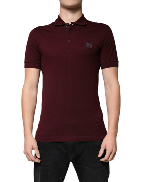 Dolce & Gabbana Maroon Collared Short Sleeves Polo T-shirt - Hilstor