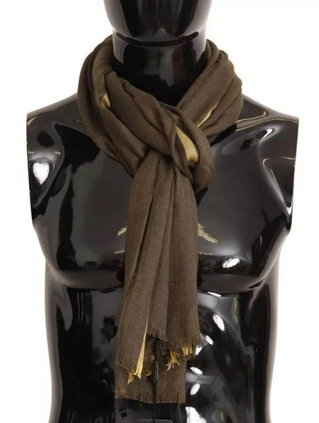 Dolce & Gabbana Green Striped Cashmere Wrap Fringes Scarf - Hilstor