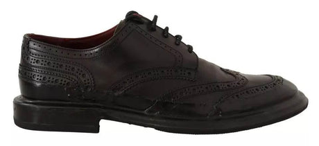 Dolce & Gabbana Black Perforated Leather Lace Up Derby Shoes - Hilstor