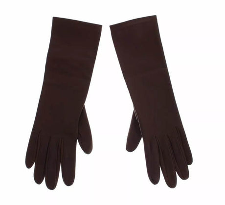 Dolce & Gabbana Brown Leather Wrist Slim Women Gloves - Hilstor