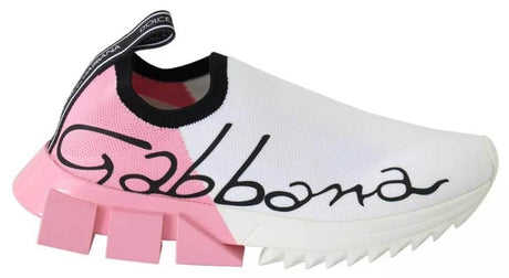 Dolce & Gabbana Pink White Logo Sorrento Sneakers Shoes - Hilstor