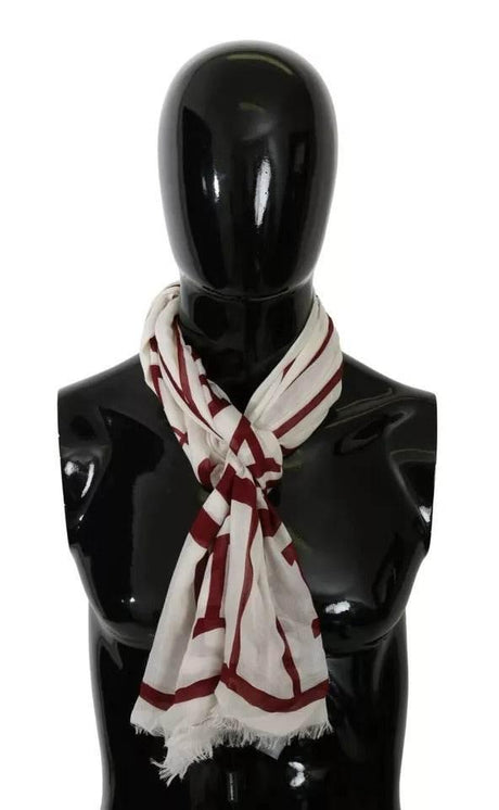 Dolce & Gabbana White Red Printed Wrap Shawl Modal Scarf - Hilstor