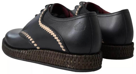 Dolce & Gabbana Black Leather Beige Derby Dress Shoes - Hilstor