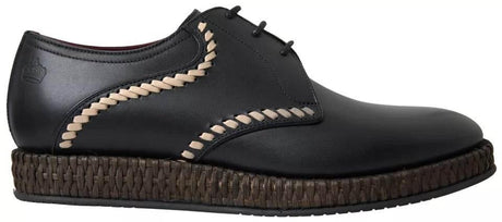 Dolce & Gabbana Black Leather Beige Derby Dress Shoes - Hilstor