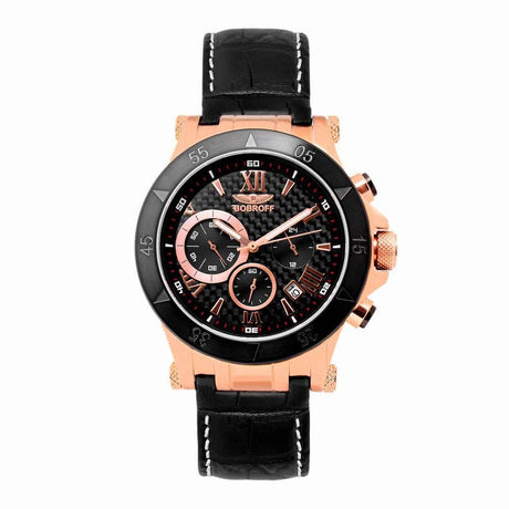 Bobroff Black Leather Watch - Hilstor