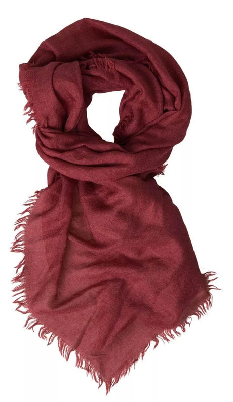 Dolce & Gabbana Maroon Cashmere Knit Wrap Shawl Fringe Scarf - Hilstor