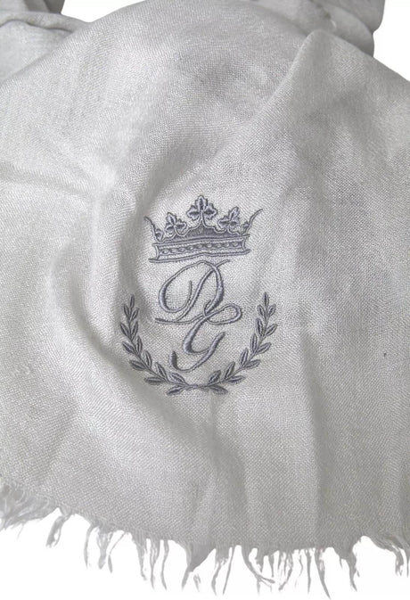 Dolce & Gabbana Gray Cashmere Wrap Shawl Fringe Scarf - Hilstor