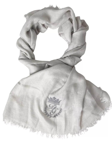 Dolce & Gabbana Gray Cashmere Wrap Shawl Fringe Scarf - Hilstor