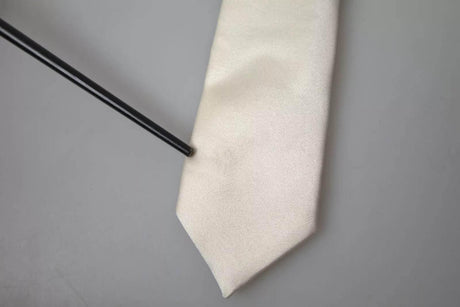 Dolce & Gabbana Off White Satin Silk Classic Men Necktie - Hilstor