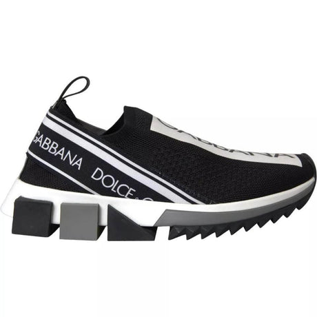 Dolce & Gabbana Black White Slip On Sorrento Sneakers Shoes - Hilstor