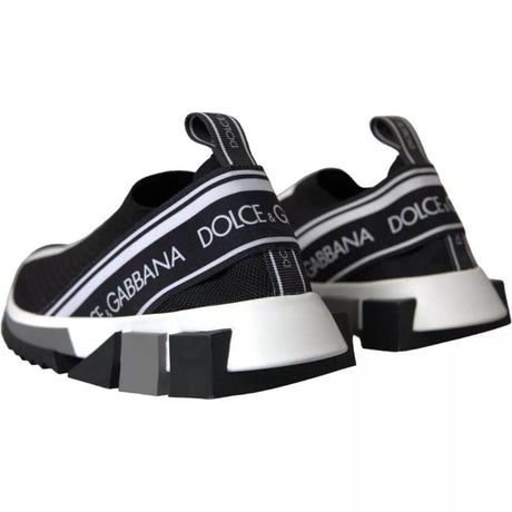Dolce & Gabbana Black White Slip On Sorrento Sneakers Shoes - Hilstor