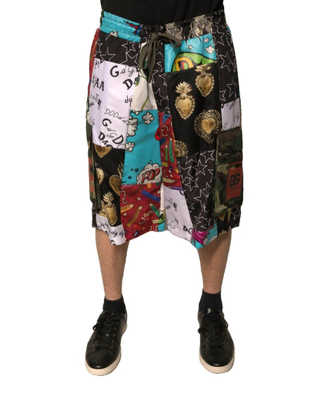 Dolce & Gabbana Multicolor Patchwork Cargo Bermuda Shorts - Hilstor