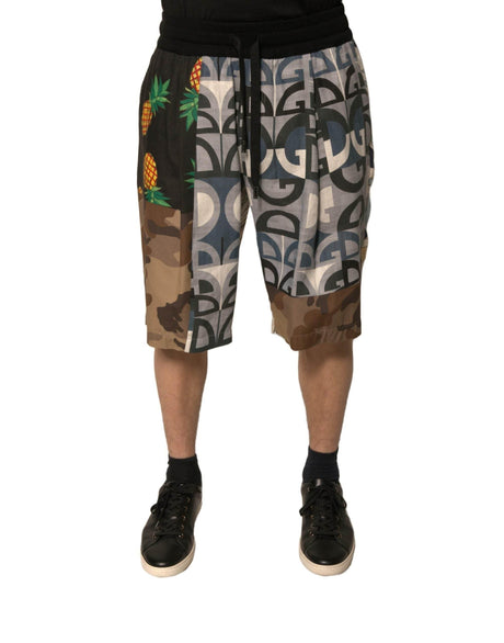Dolce & Gabbana Multicolor Patchwork Linen Bermuda Shorts - Hilstor