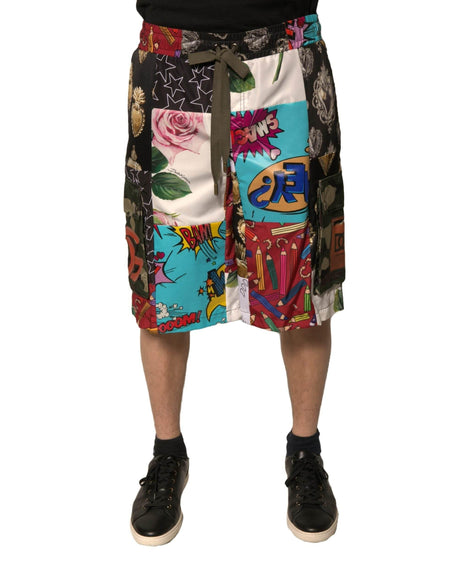 Dolce & Gabbana Multicolor Patchwork Cargo Bermuda Shorts - Hilstor