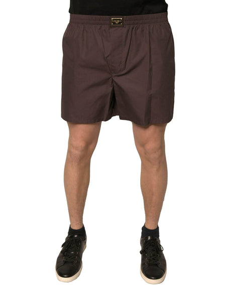 Dolce & Gabbana Brown Cotton Blend Men Mid Waist Shorts - Hilstor