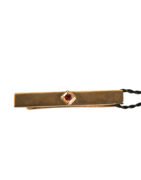 Dolce & Gabbana Gold Tone Brass Crystal Branded Tie Clip Bar - Hilstor