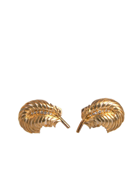 Dolce & Gabbana Gold 925 Sterling Silver Crystal Leaf Cufflink - Hilstor