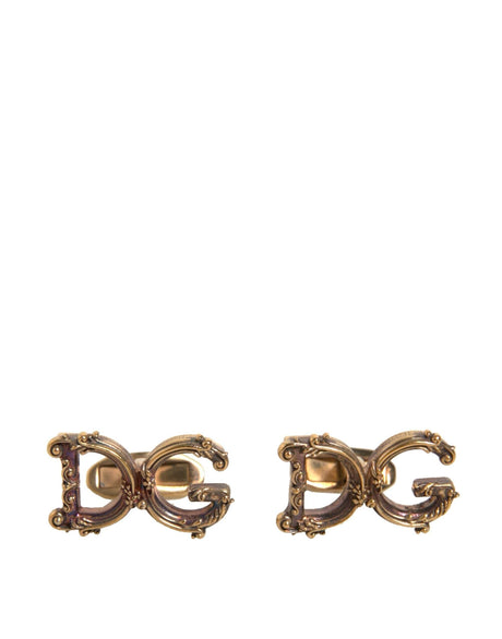 Dolce & Gabbana Gold Tone 925 Sterling Silver DG Logo Cufflink - Hilstor