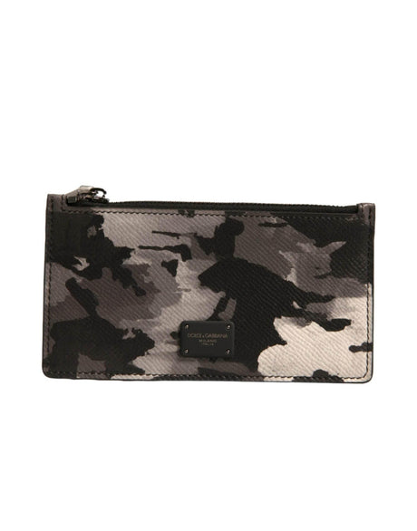 Dolce & Gabbana Multicolor Camouflage Logo Plaque Coin Purse Wallet - Hilstor