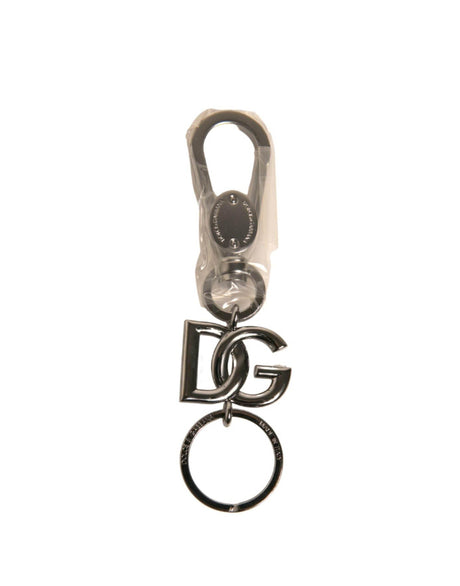 Dolce & Gabbana Silver Brass DG Logo Keychain Metal Ring Keyring - Hilstor