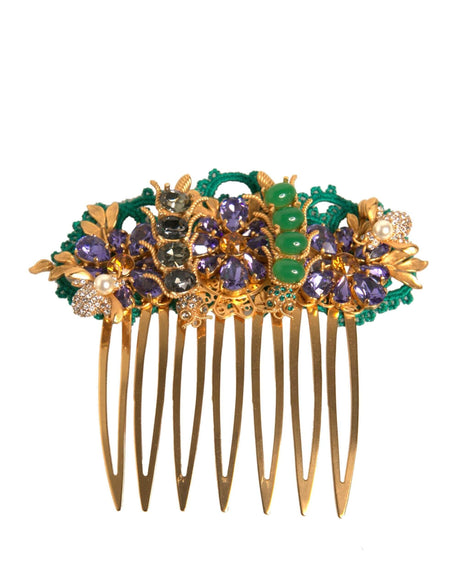 Dolce & Gabbana Gold Brass Crystals Hair Stick Comb - Hilstor