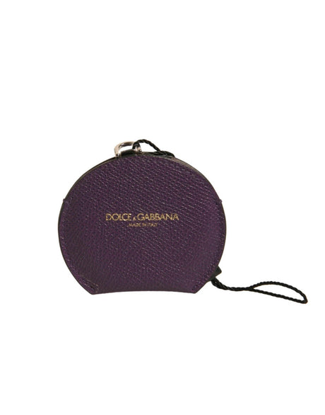 Dolce & Gabbana Purple Calfskin Leather Round Logo Hand Mirror Holder - Hilstor