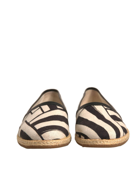Dolce & Gabbana Black White Stripes Slip On Espadrille Shoes - Hilstor