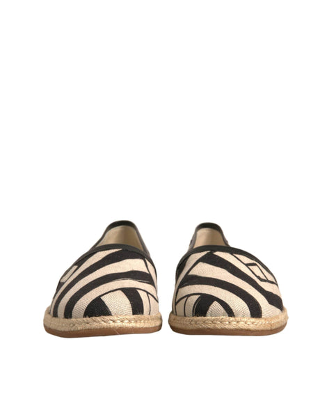 Dolce & Gabbana Black White Stripes Slip On Espadrille Shoes - Hilstor